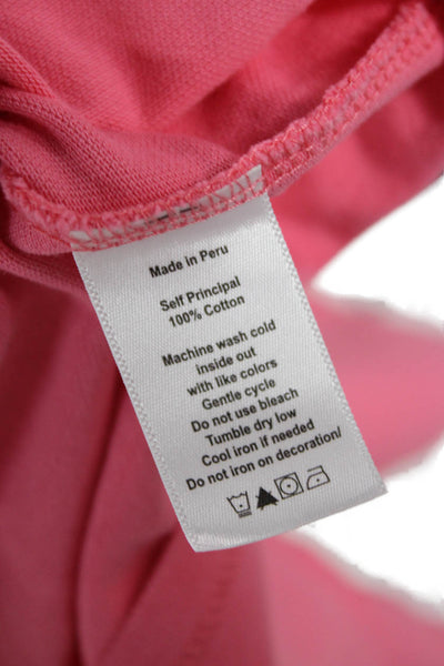 Frances Valentine Women Basic Pink Polo Collared Short Sleeve Polyester Size S