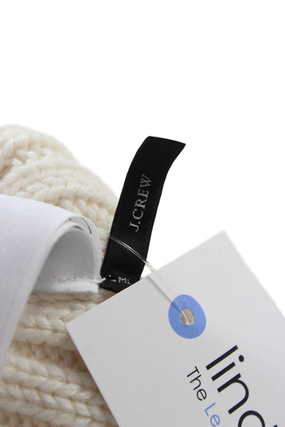 J Crew Women's Pom Pom Ribbed Knit Beanie Hat Beige One Size