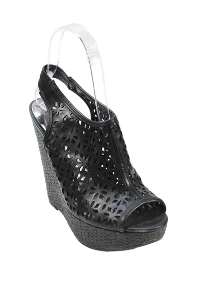 Carlos by Carlos Santana Womens Espadrille Cut-Out Wedge Heels Black Size 7