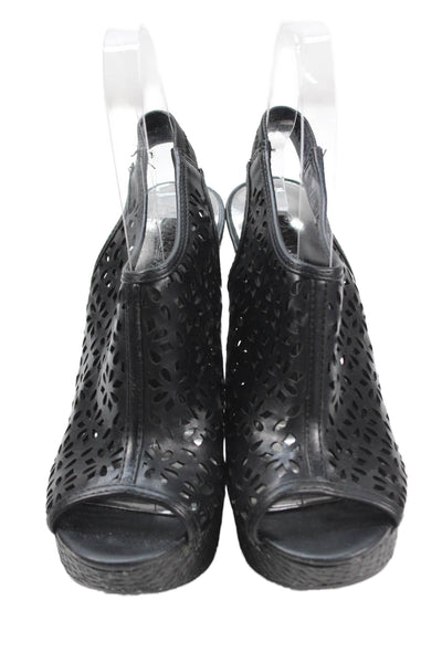 Carlos by Carlos Santana Womens Espadrille Cut-Out Wedge Heels Black Size 7