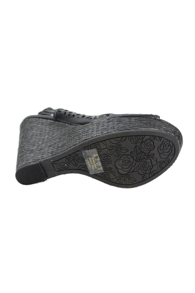 Carlos by Carlos Santana Womens Espadrille Cut-Out Wedge Heels Black Size 7