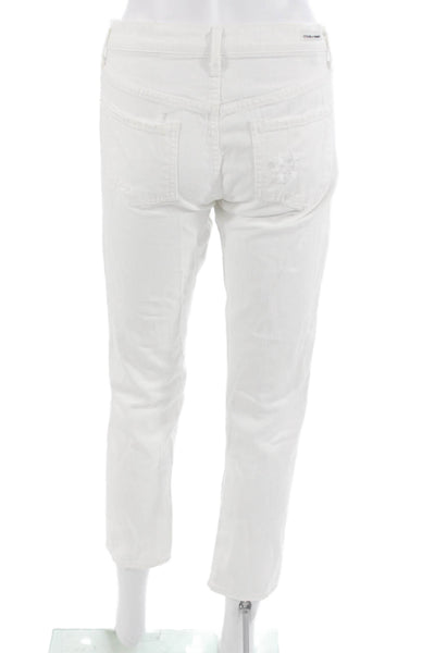 Citizens of Humanity Womens Cropped Boyfriend Jeans White Cotton Size 24