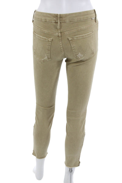 Mother Women Ankle Skinny Jeans Beige Button Closure Size 25