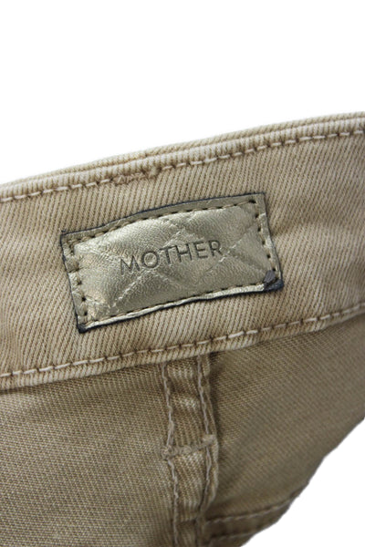 Mother Women Ankle Skinny Jeans Beige Button Closure Size 25