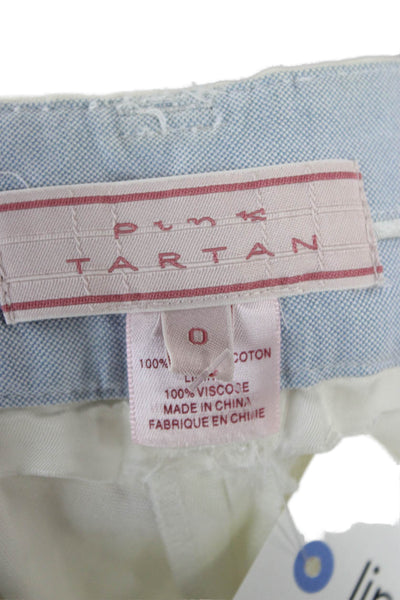 Pink Tartan Womens Dress Pants White Cotton Hook & Eye Inseam 28 Size 0