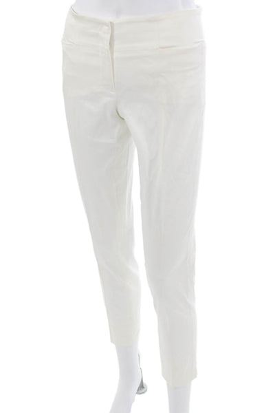 Jil Sander Women Ankle Dress Pants White Cotton Elastan Button Size 32