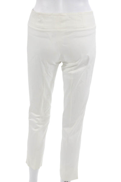 Jil Sander Women Ankle Dress Pants White Cotton Elastan Button Size 32