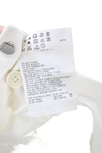 Jil Sander Women Ankle Dress Pants White Cotton Elastan Button Size 32