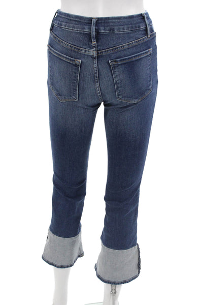 Frame Womens Cropped Flared Jeans Dark Blue Size 24 Petite