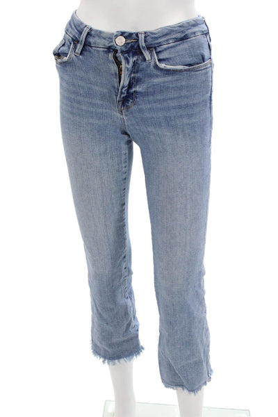 Frame Womens Cropped Ankle Jeans Light Blue Button Mid Rise Size 25