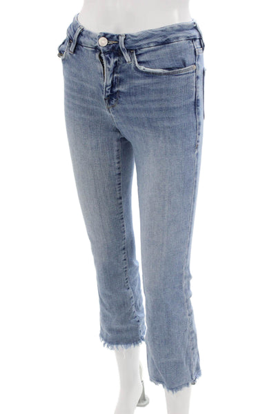 Frame Womens Cropped Ankle Jeans Light Blue Button Mid Rise Size 25