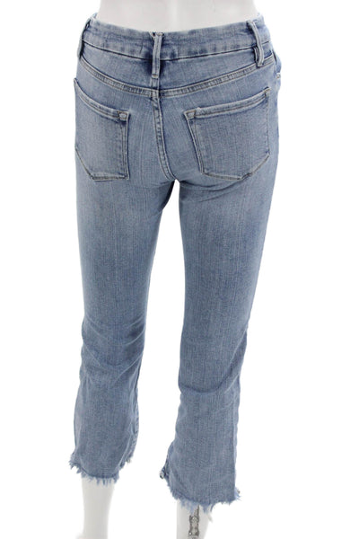 Frame Womens Cropped Ankle Jeans Light Blue Button Mid Rise Size 25