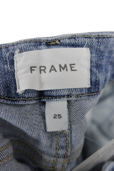 Frame Womens Cropped Ankle Jeans Light Blue Button Mid Rise Size 25