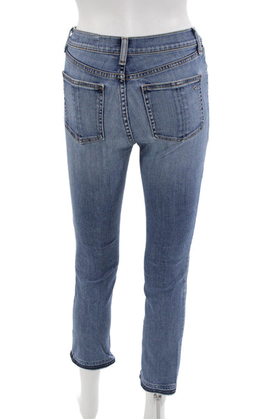 Rag & Bone Womens Skinny Ankle Cropped Jeans Blue Mid Rise Button Size 25