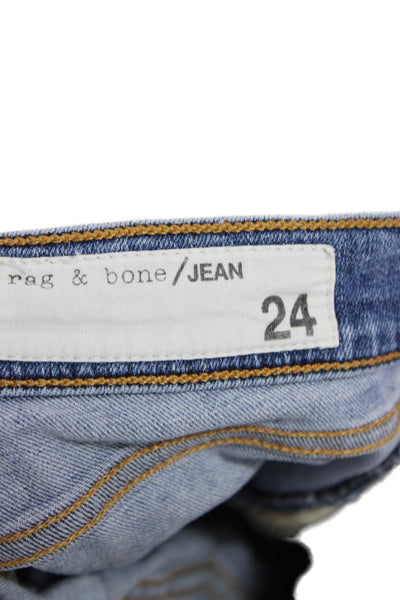 Rag & Bone Womens Skinny Ankle Cropped Jeans Blue Mid Rise Button Size 25