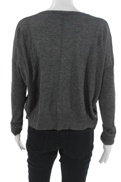 C&C California Unisex Pullover Dark Gray V Neck Button Long Sleeve Size M