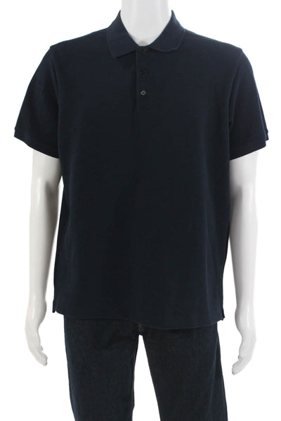 Theory Mens Cotton Short Sleeve Collared Button-Up Polo Shirt Blue Size L