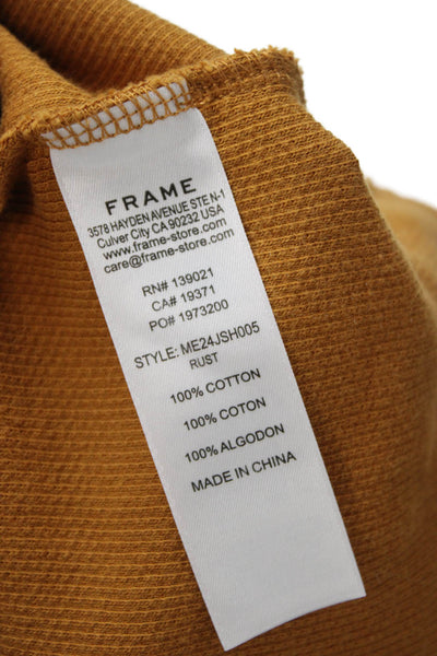 Frame Mens Cotton Solid Collared Short Sleeve Polo Brown Designer Fall Size L