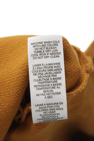 Frame Mens Cotton Solid Collared Short Sleeve Polo Brown Designer Fall Size L