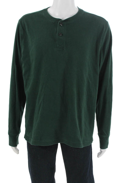 J Crew Mens Long Sleeve Crew Neck T Shirt Green 100% Cotton Size XL
