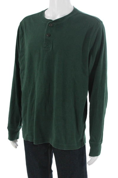 J Crew Mens Long Sleeve Crew Neck T Shirt Green 100% Cotton Size XL
