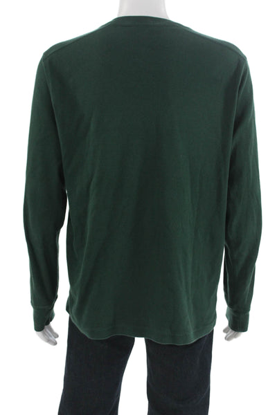 J Crew Mens Long Sleeve Crew Neck T Shirt Green 100% Cotton Size XL