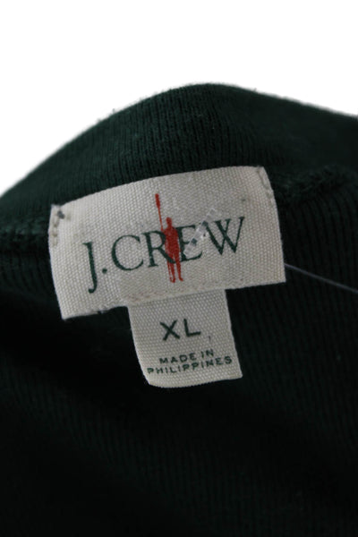 J Crew Mens Long Sleeve Crew Neck T Shirt Green 100% Cotton Size XL