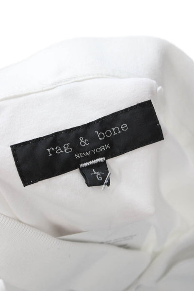 Rag & Bone Mens Collared Cotton Polo Short Sleeve White Size L