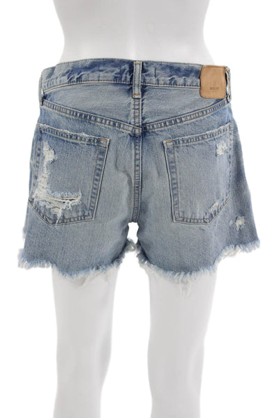 Moussy Unisex Light Blue 100% Cotton 90s Button Shorts Size 27