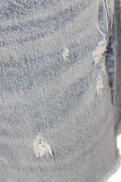 Moussy Unisex Light Blue 100% Cotton 90s Button Shorts Size 27