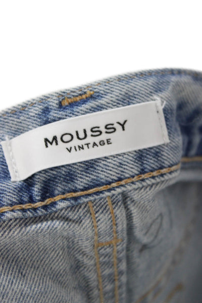 Moussy Unisex Light Blue 100% Cotton 90s Button Shorts Size 27