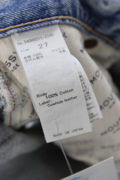 Moussy Unisex Light Blue 100% Cotton 90s Button Shorts Size 27