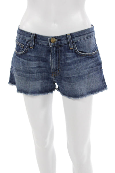 Current/Elliott Unisex Shorts Dark Blue Cotton Polyurethane Button Size 27