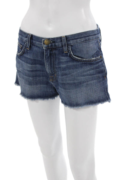 Current/Elliott Unisex Shorts Dark Blue Cotton Polyurethane Button Size 27