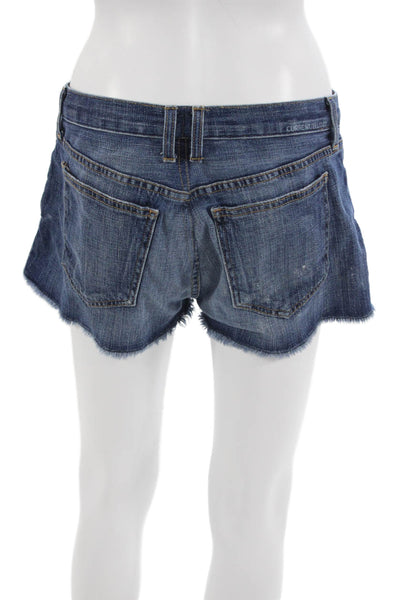 Current/Elliott Unisex Shorts Dark Blue Cotton Polyurethane Button Size 27