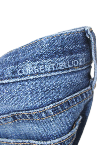 Current/Elliott Unisex Shorts Dark Blue Cotton Polyurethane Button Size 27