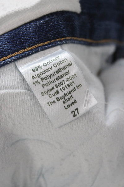 Current/Elliott Unisex Shorts Dark Blue Cotton Polyurethane Button Size 27