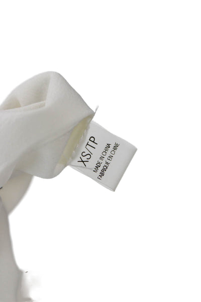 T Tahari Womens Blouse V-Neck White Long Sleeve Polyester Petite Size XS