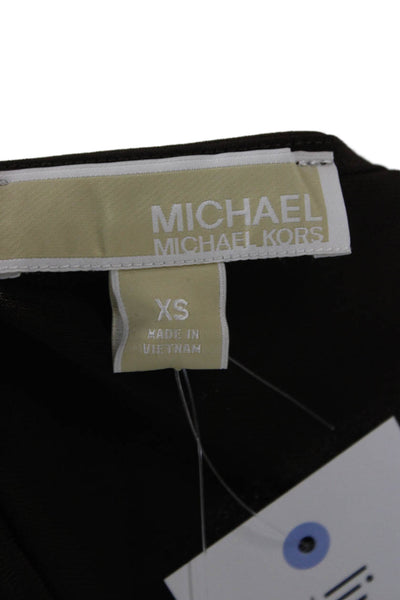 Michael Michael Kors Women Brown Silk V Neck Sleeveless Tank Buckle Size XS