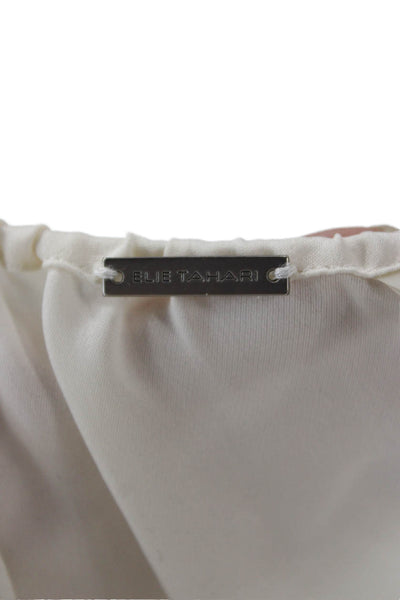 Elie Tahari Womens Silk Tunic White Round Neck Long Sleeve Petite Size XS