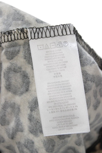 Michael Michael Kors Women Tunic Blouse Beige V-Neck Leopard Sleeveless Size XS