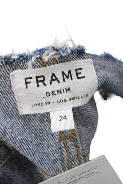 Frame Denim Unisex Dark Blue Cotton Grunge Button Shorts Size 24