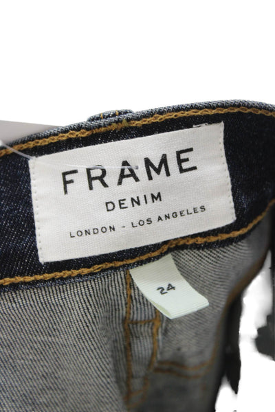 Frame Women Skinny Ankle Jeans Dark Blue Mid Rise Button Fly Size 24