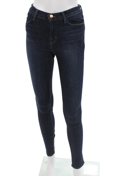 J Brand Womens Skinny Ankle Jeans Dark Blue Mid Rise Button Size 25