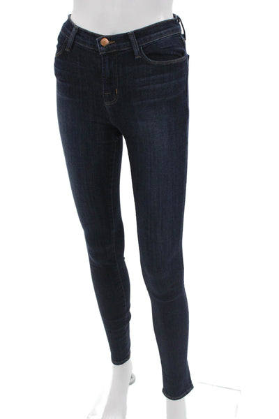 J Brand Womens Skinny Ankle Jeans Dark Blue Mid Rise Button Size 25