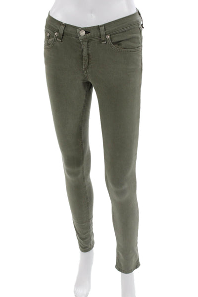 Rag & Bone Jean Women Ankle Skinny Jeans Green Low Rise 29 Inseam Size 26