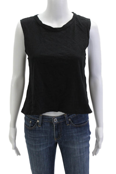 LNA Women Black Cropped Cotton Sleeveless Tank Crew Neck Size XS