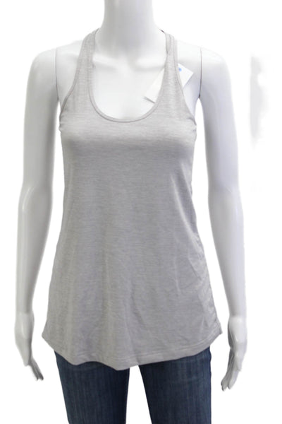 Lululemon Women Basic Sleeveless Tank Gray Cotton Blend Round Neck Size 8