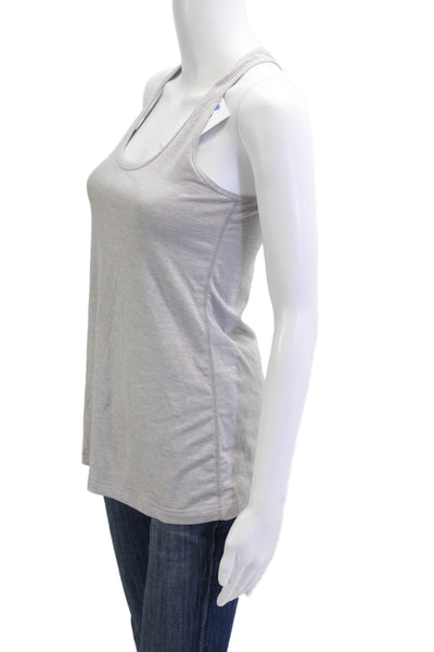 Lululemon Women Basic Sleeveless Tank Gray Cotton Blend Round Neck Size 8