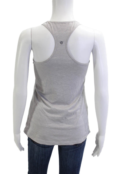 Lululemon Women Basic Sleeveless Tank Gray Cotton Blend Round Neck Size 8